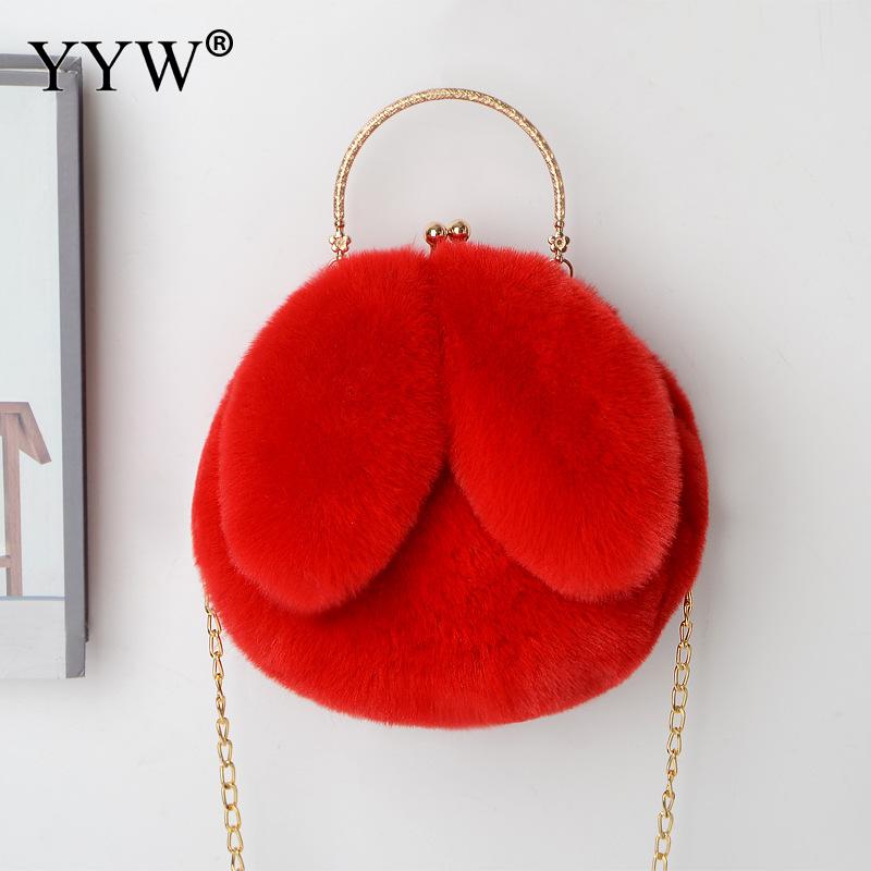 Bolso de mano con forma de conejo de felpa para mujer, bolsa cruzada de hombro con dibujos animados, cálido, para compras, otoño e invierno,: china red