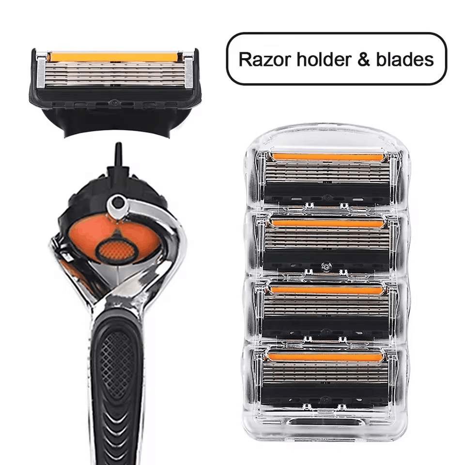 Rakhyvel för män, premium rakhyvel , 5-- lagers rakhyvel ansikte skägghår levereras med utbytbara blad , 5-- lagers refills