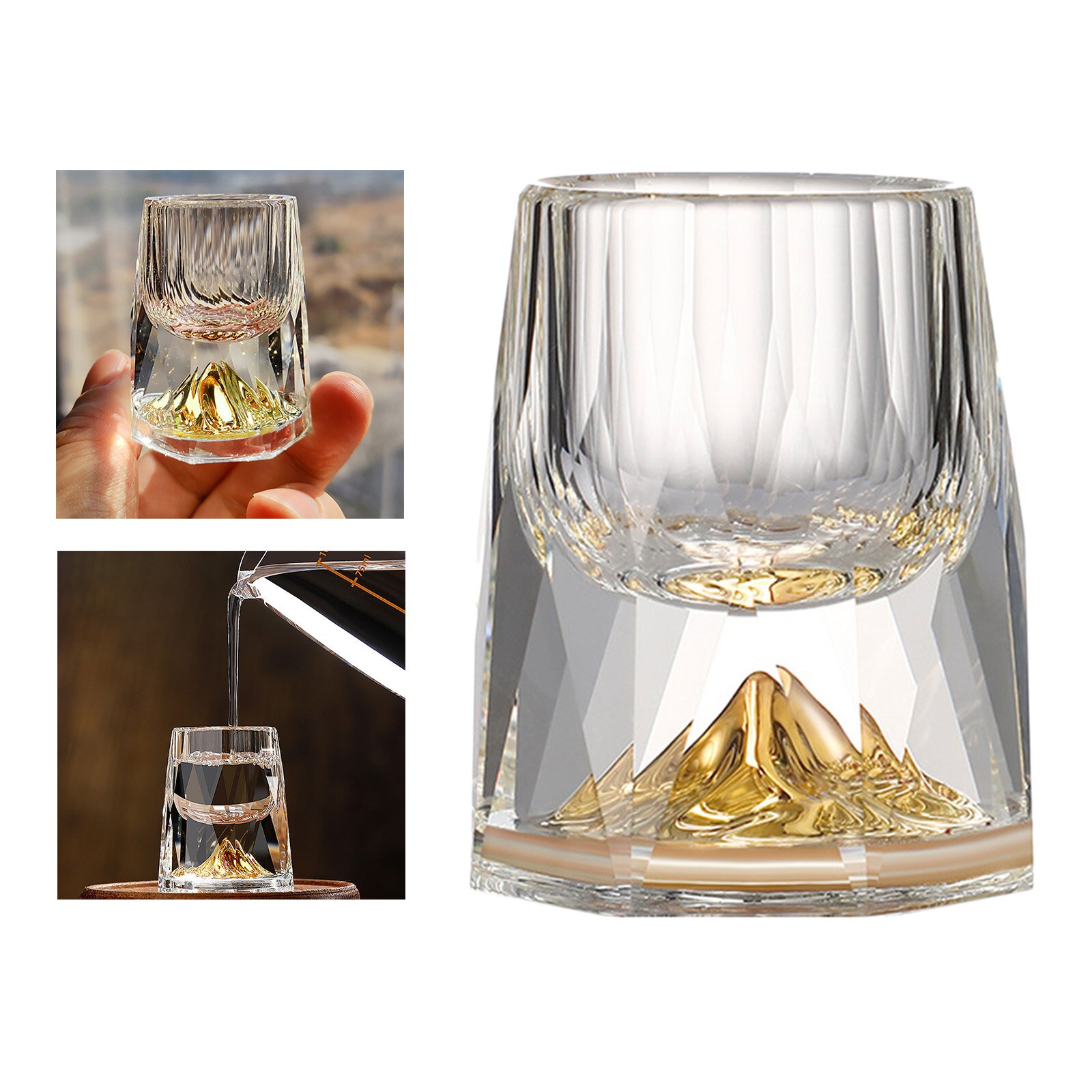 Shot Glass 15ml Gold Foil Chinese Style Spirits Glass Drinkware for