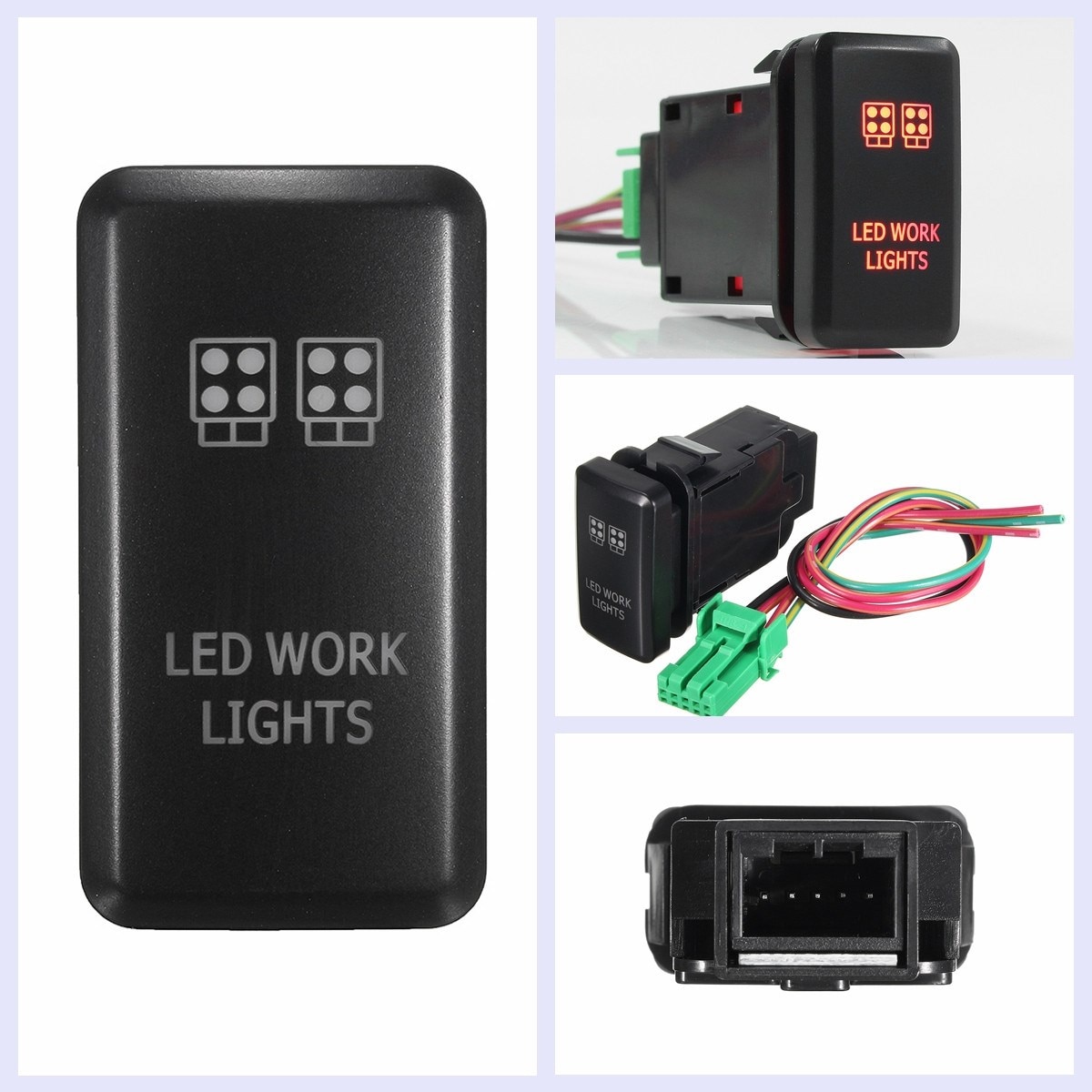 12V Red LED Work Lights Push Button Switch For Toyota Fortuner Hilux Tacoma 2005