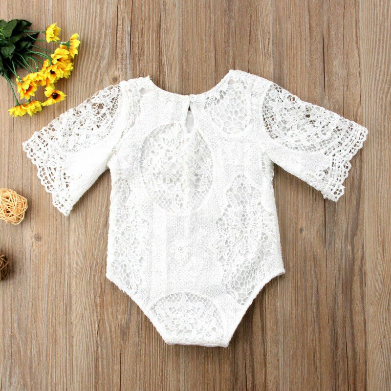 Sommer tumling baby pige bodysuits tøj blonde blomster bodysuit jumpsuit outfits 0-24m 3 farver