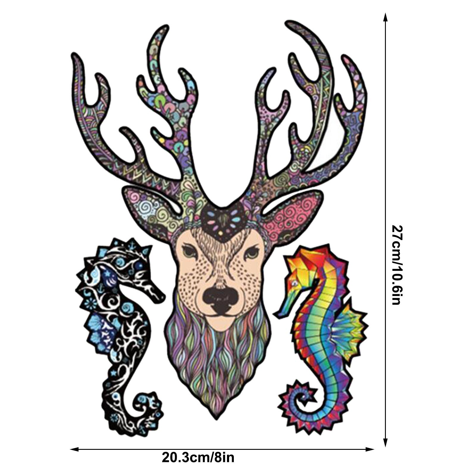 Animal Jigsaw 3D Wooden Puzzle For Adults And Kids Toys Unique Shaped Pieces Puzzle Crafts Decor With Wooden Box: 138 PCS A4
