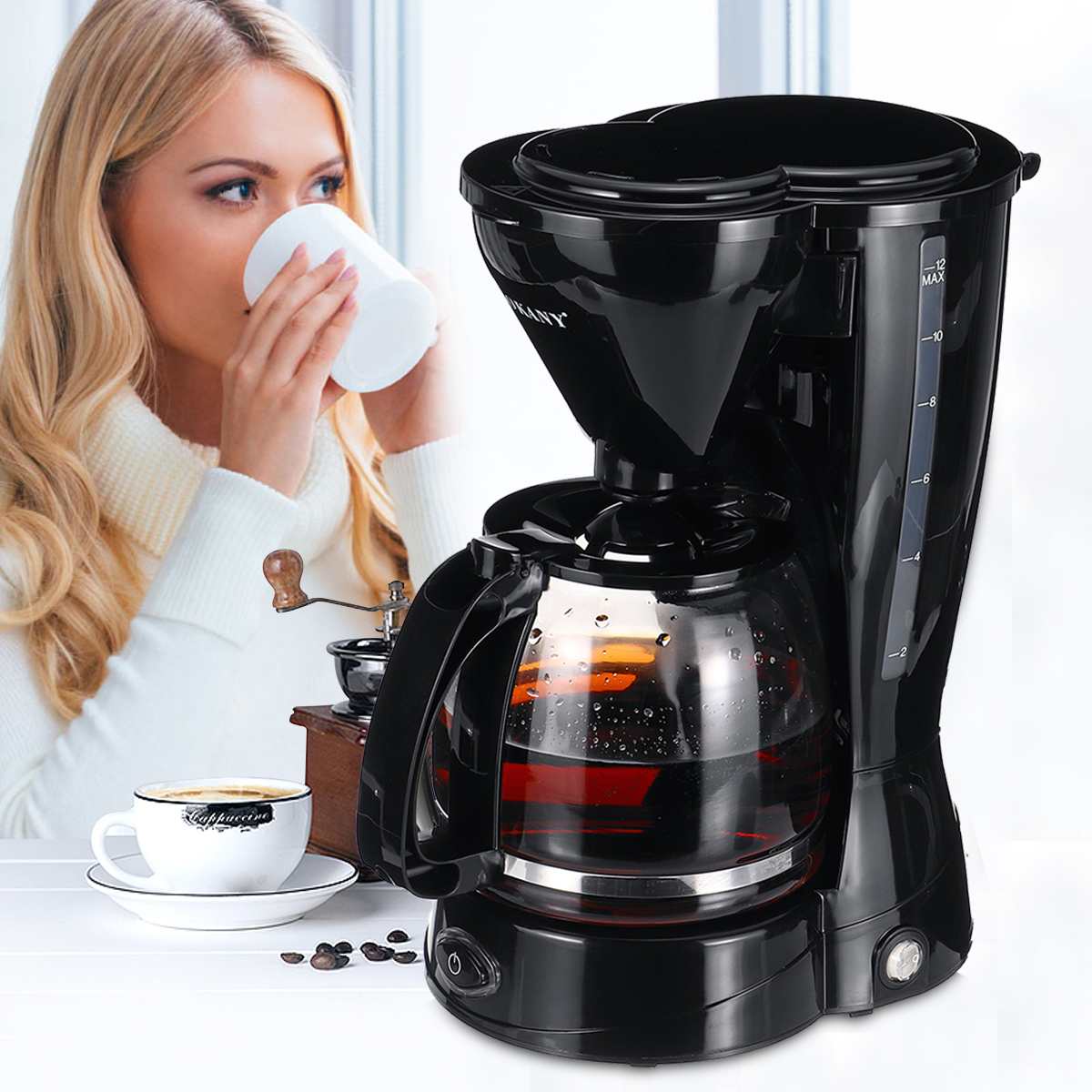 Draagbare Koffiezetapparaat 10-12 Kopjes Elektrische Drip Espresso Koffiezetapparaat 220V Huishoudelijke Thee Pot Cafe Machine Instant warmte Koffie Pot