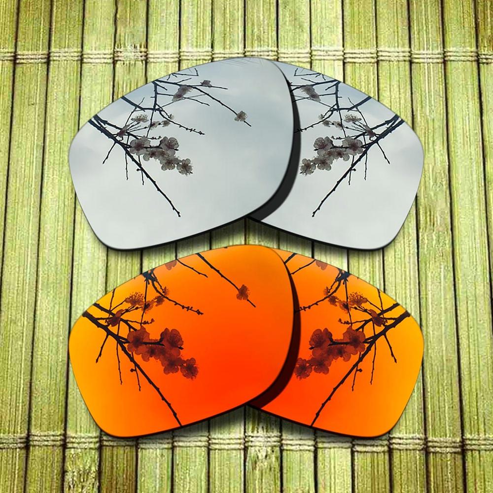 Polarized Replacement Lense For-Oakley Sliver Sunglasses Frame True Color Mirrored Coating - Options: 1x Chrome-1x Red