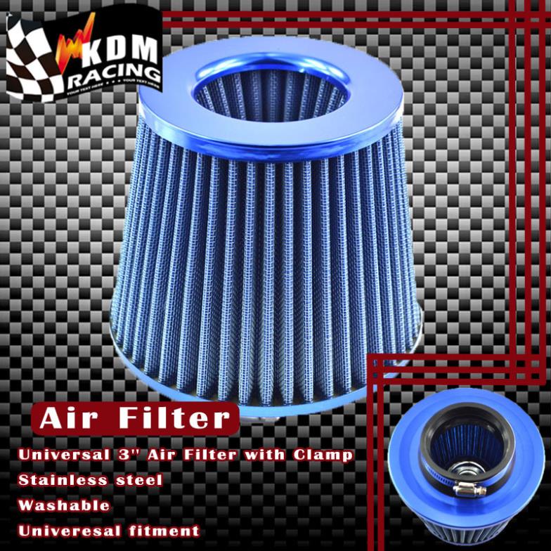 Universal 3'' Inch Car Filter Air 76mm Car Air Filter High Flow Intake Cold Air Turbo Air Cleaner Red Blue Silver Carbon Fiber