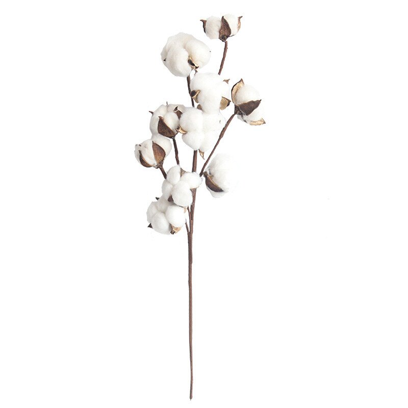Flores y plantas artificiales de algodón de secado natural rama Floral para decoración para de boda flores artificiales para el hogar Decoración Artificial: 1pc 10 heads