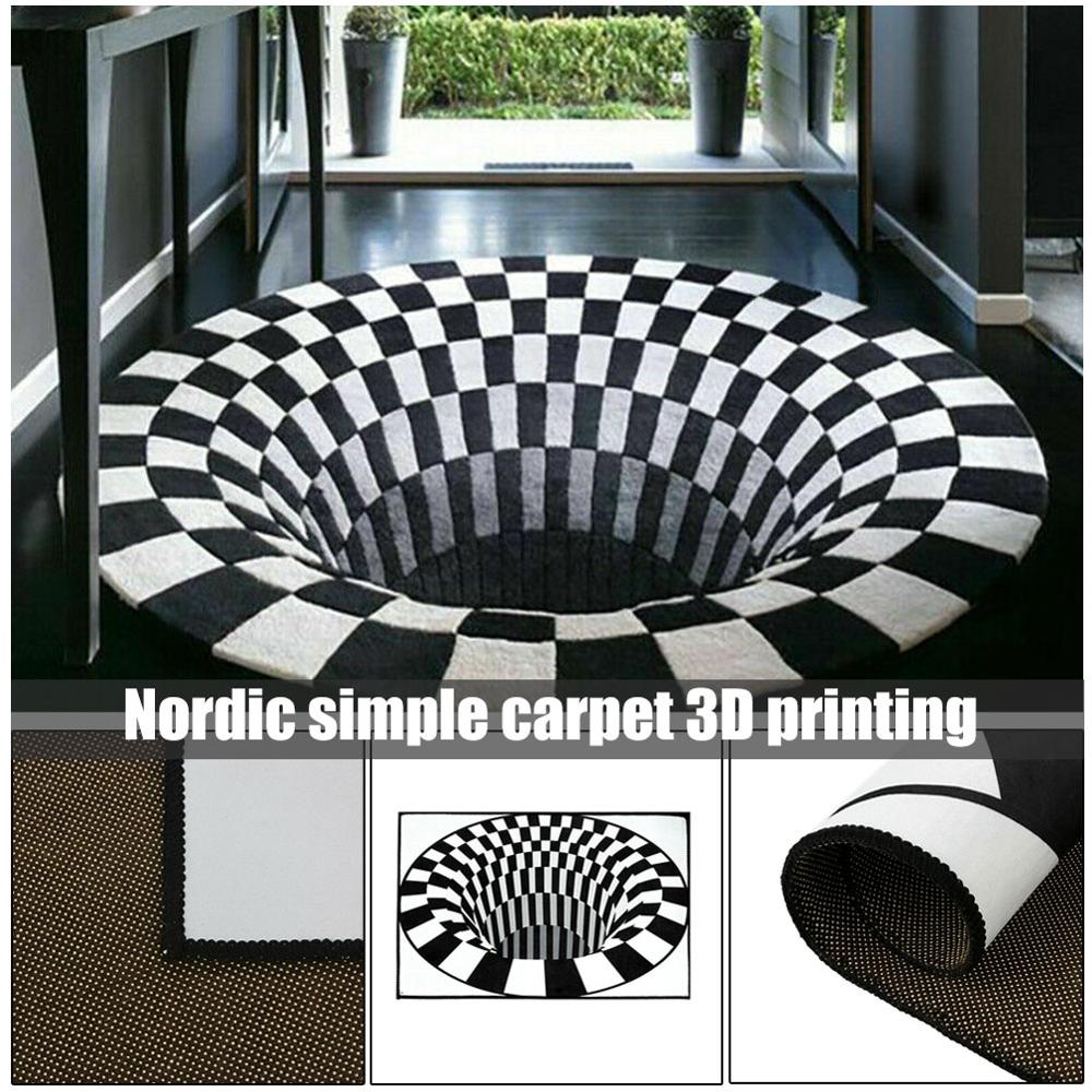 3d vortex illusion tæppe tæppe tapis indtryk tæppe gulv pad indtryk print bundløs hulmåtte tæppe værelse dekoration