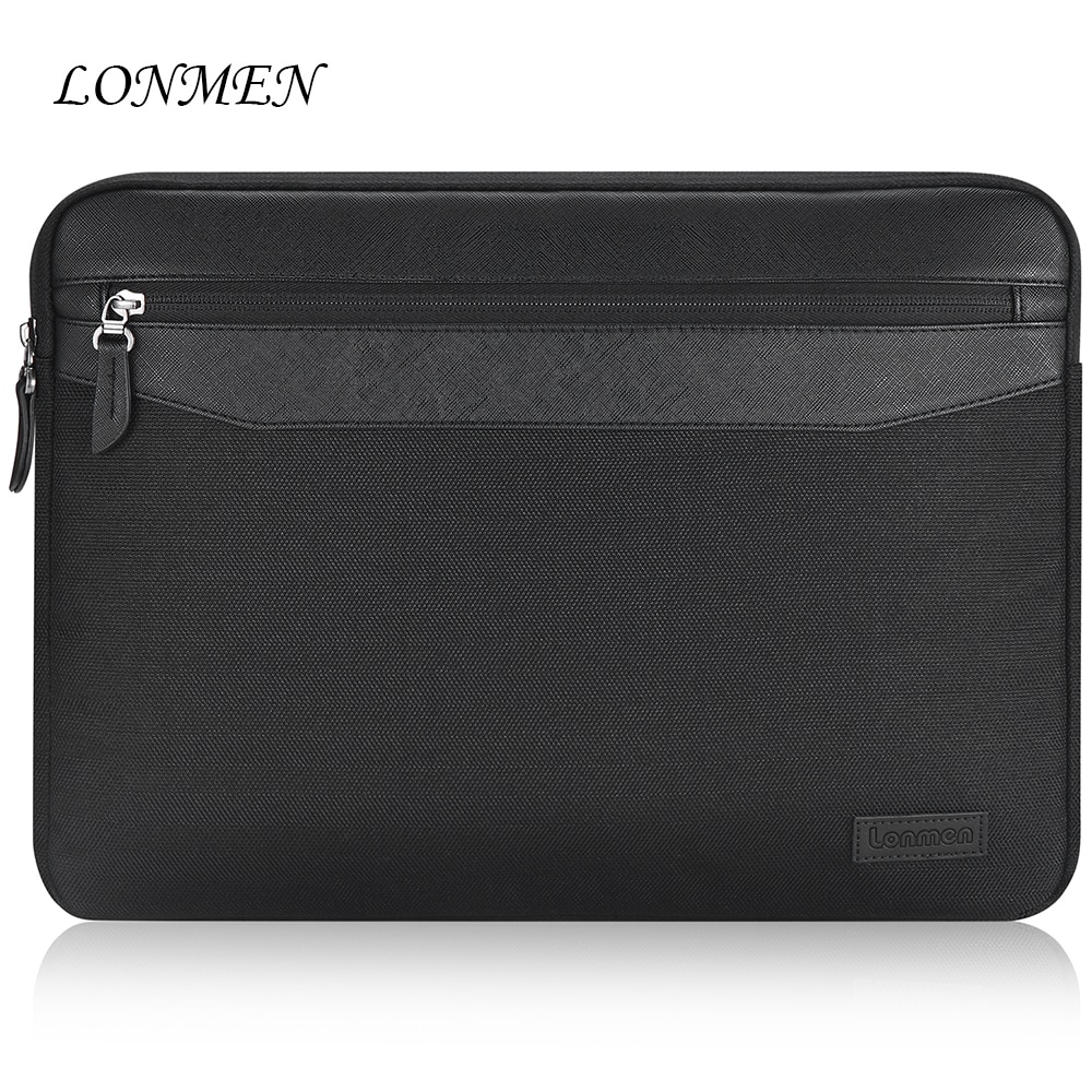 Lonmen waterdichte 15.6 schokbestendige laptoptas met handvat aan de achterkant voor 10 14 13 , zwart