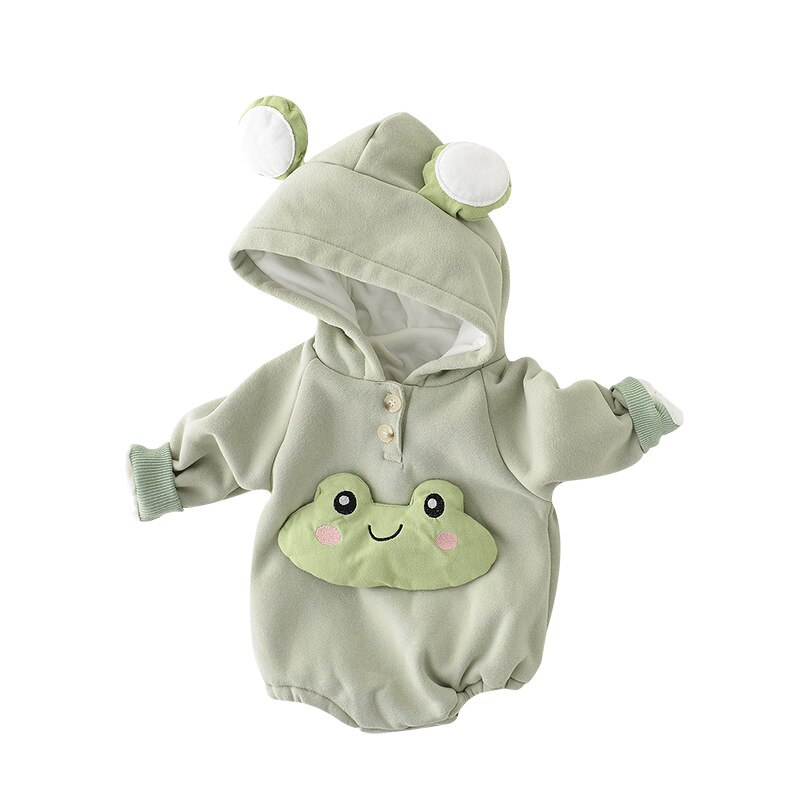 Winter baby plus fluwelen dikke sneeuwpak kleding met capuchon baby jongens cartoon bodysuit warme peuter meisjes jumpsuit