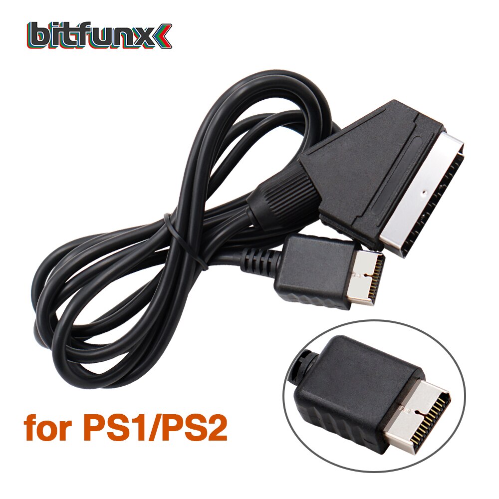 Bitfunx Scart Cable 1,8 m para PS2/PS1/Dreamcast/SEGA MD1/MD2Megadrive 1/Génesis 1/XBOX/WII/Saturn Video juego de Cable: for PS1 and PS2