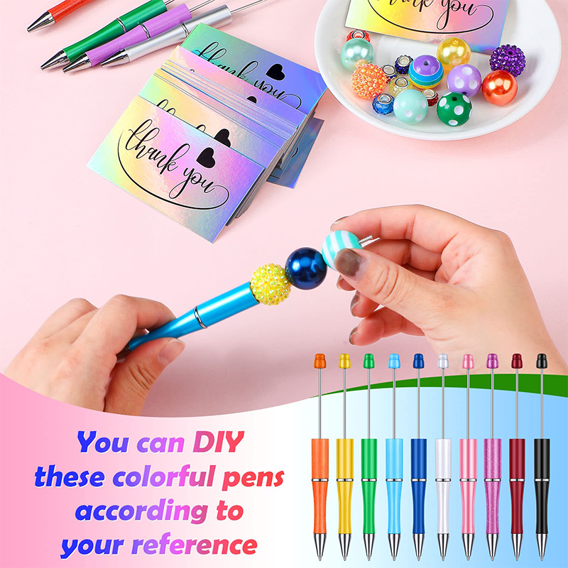 30Stck Neueste Farbe Kreative Kunststoff Perlen Stift Kugelschreiber Druckbare Perlen Stift DIY für Schüler Büro Liefert