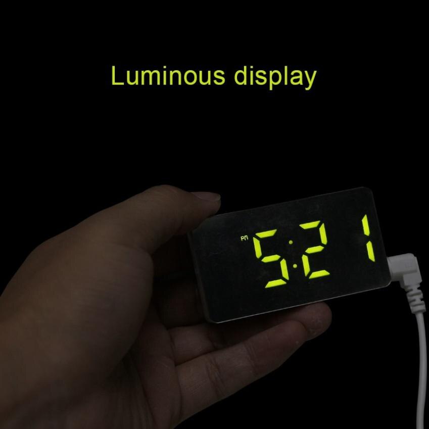 Mini reloj Digital electrónico de reloj con espejo y luz LED para coche, alarma con espejo para viajes