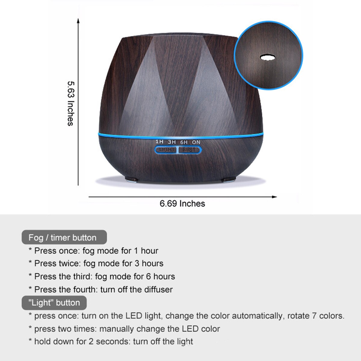 500 Ml Essentiële Olie Diffuser 3 Timer Instelling Aroma Diffuser Luchtbevochtiger Met Afstandsbediening Met Kleurrijke Ademhaling Sfeerverlichting