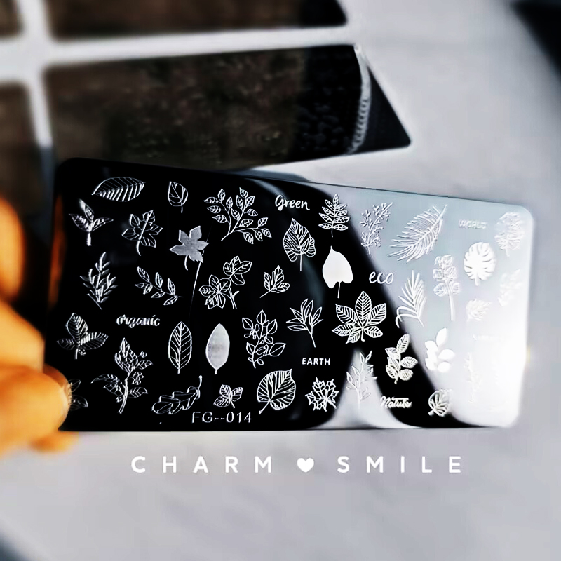 Placas de estampado de uñas con personajes de dibujos animados, amor, Día de San Valentín, estampado de hojas de flores, arco, corazón, plantillas de sellos para uñas, herramientas de decoración de uñas: Azul