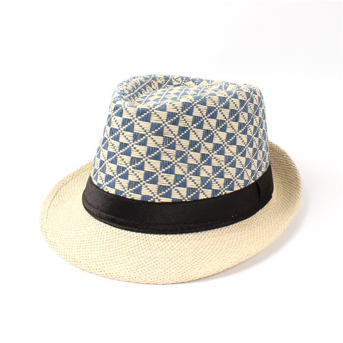 Sommer toquilla halm kvinder mænd sejler strand solhat til herre dame sol fedora hatgarland solhætte panama kasket: Blå