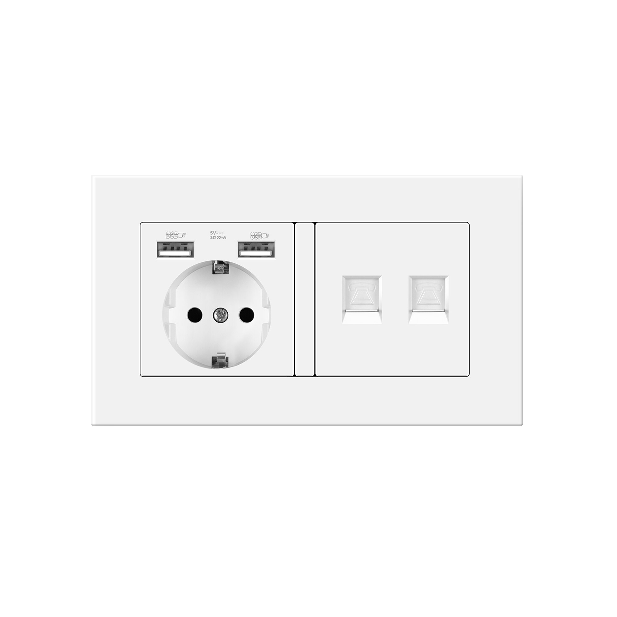 Germany Standard home Wall Power Socket With DIY socket RJ45 switch TV computer Retardant PC panel 146*86mm Electricity outlet: Socket2phone
