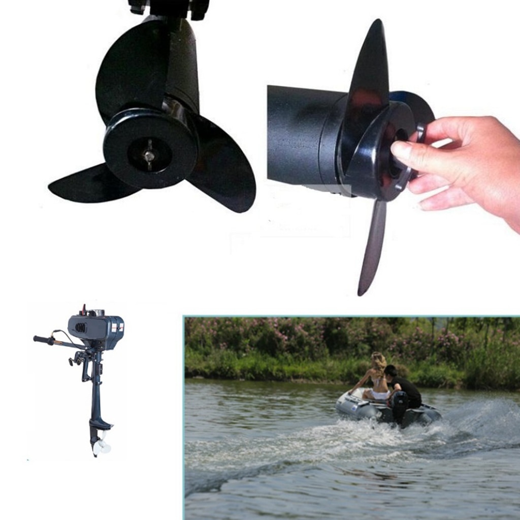Hélices de barco, propulsor de Motor fueraborda eléctrico para ET44L ET54L D65L, accesorios de montaje de motores de curricán/Barco de 3 cuchillas (negro)