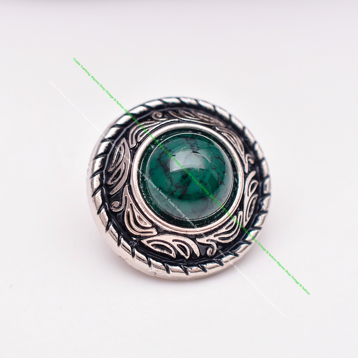 Gör-det-själv läderhantverk turkos sten vintage silvermönster snidad skruvnit nit plånbok dekorationsknappsats 20mm 10 st/lot
