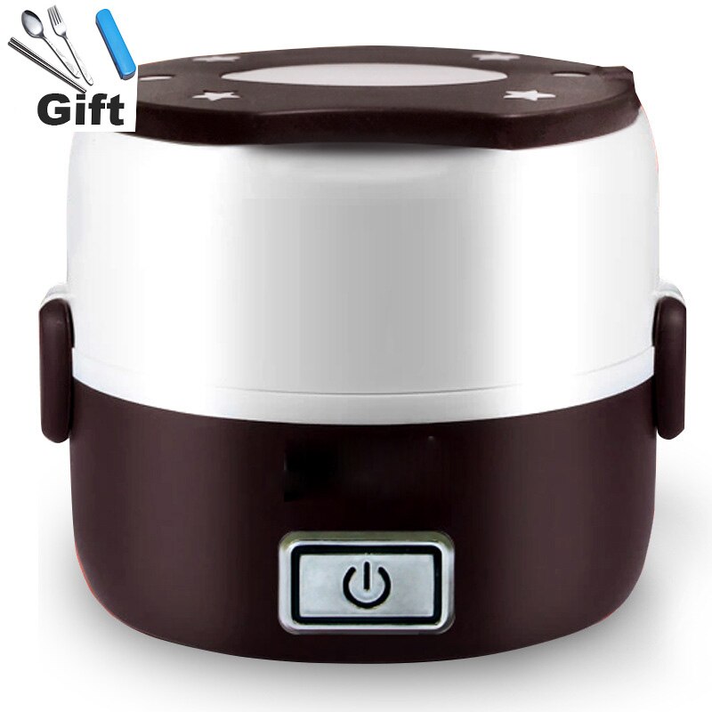 220V 2~4 Layers Electric Heated Lunch Box Set 200W Multifunctional Food Warmer Mini Rice Cooker Warmer for Students Dormitory: coffee-A-2 layer