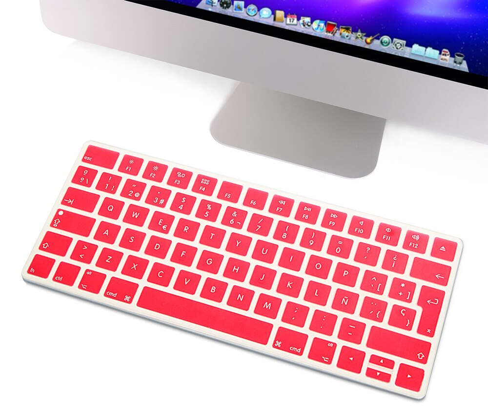 HRH Slim ESP hiszpańska klawiatura pokrywa silikonowa skórka do Apple Magic bezprzewodowa klawiatura Bluetooth MLA22LL/A (A1644,2015 wydany): Pink