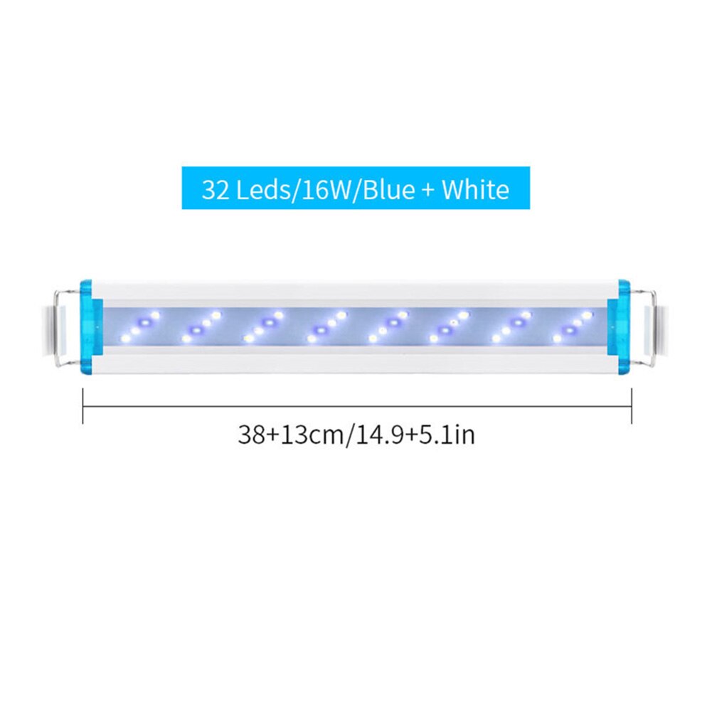 Aquarium LED Light Power Saving Super Fish Tank Aquatic Plant Landscape Grow Lighting Blue White Extensible Clip Lamp: SZD B40BW US