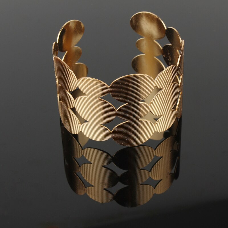 1 STÜCK Tibetischen Europäischen Metall Gold Silber Überzogene Hohle Breite Offene Armreif Manschette Armbänder Für Frauen Femme Oval Armbinde Schmuck B12