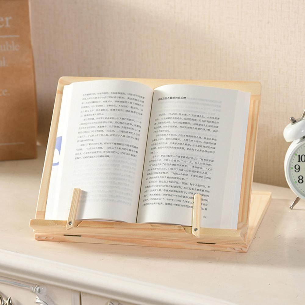 Soporte de madera para libros de cocina soporte de lectura para libros de recetas con Clips de papel de página estación plegable para tabletas y teléfonos móviles