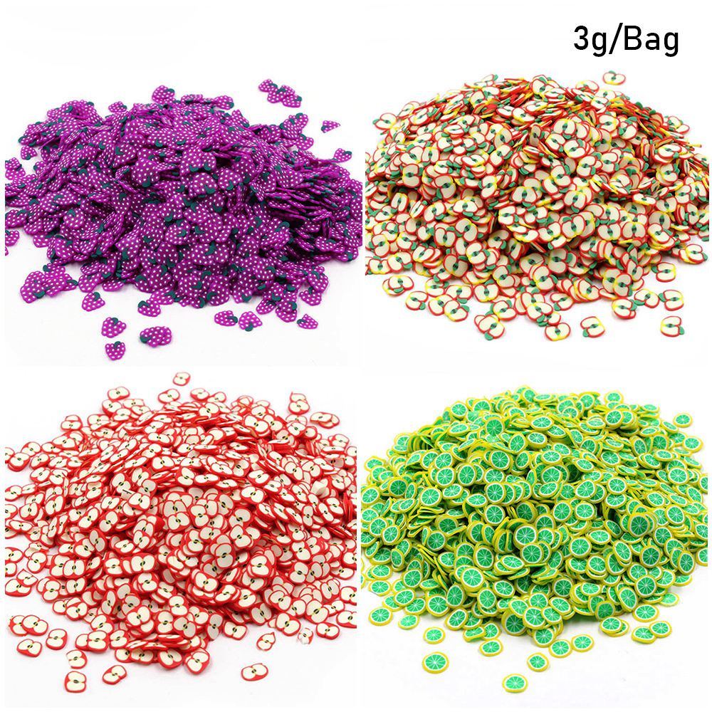 Fruit Charm for Slime Accessories Fluffy Decoration Addition in Slime Clound Sand DIY Toys Filler Glitter Clear Set 3g/Bag