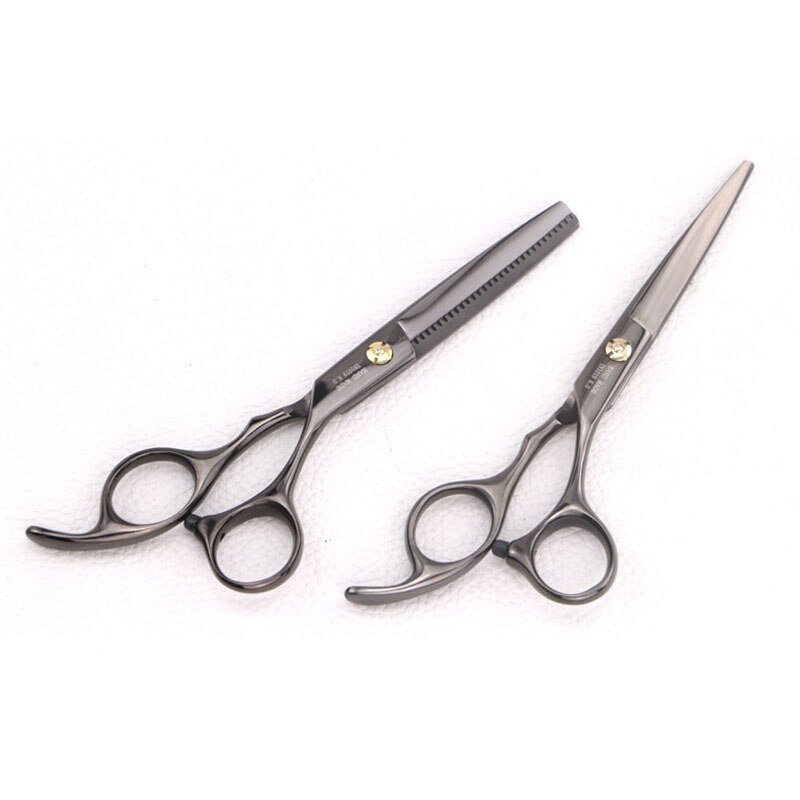 Friseur Schere Schwarz Und Farbe Titan Überzug Flach Schneiden Schere Pony Schneiden Verdünnung Scheren Haar Schneiden Professionelle