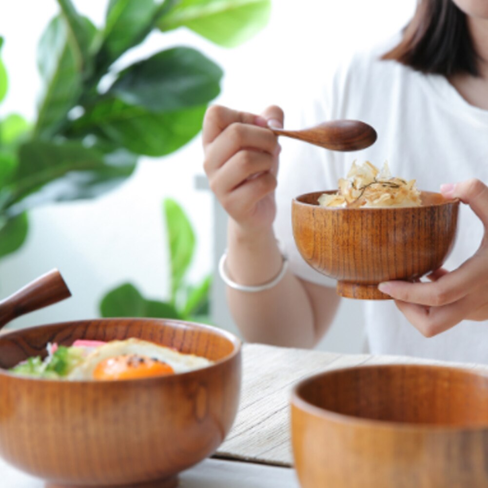 Karikatur Totoro Schüssel Suppe Salat Reis Nudel Schalen Natürliche Jujube freundlicher Original Holz Schüssel Geschirr Japanischen Stil Holz Schüssel