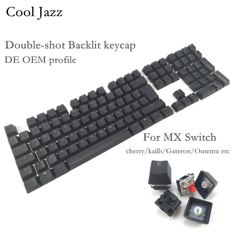 Cool Jazz Double-shot Black White Thick PBT DE ISO layout 108 backlit Keycaps OEM Profile Keycap For MX Mechanical Keyboard