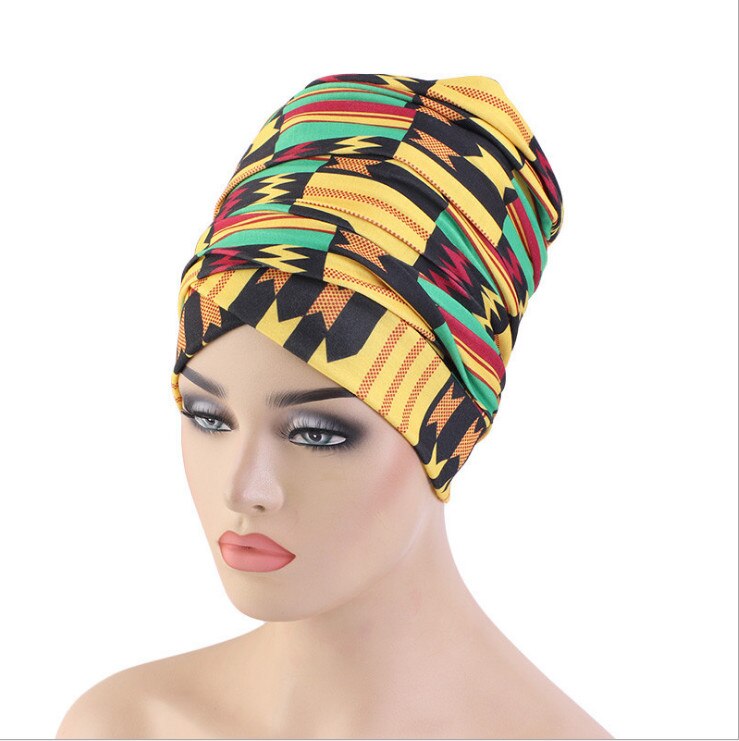 Ladies Headwear African Style Ladies Wrap Headscarf Ethnic Style Baotou Cap African Print Pattern Turban Hats Multicolor: Color1