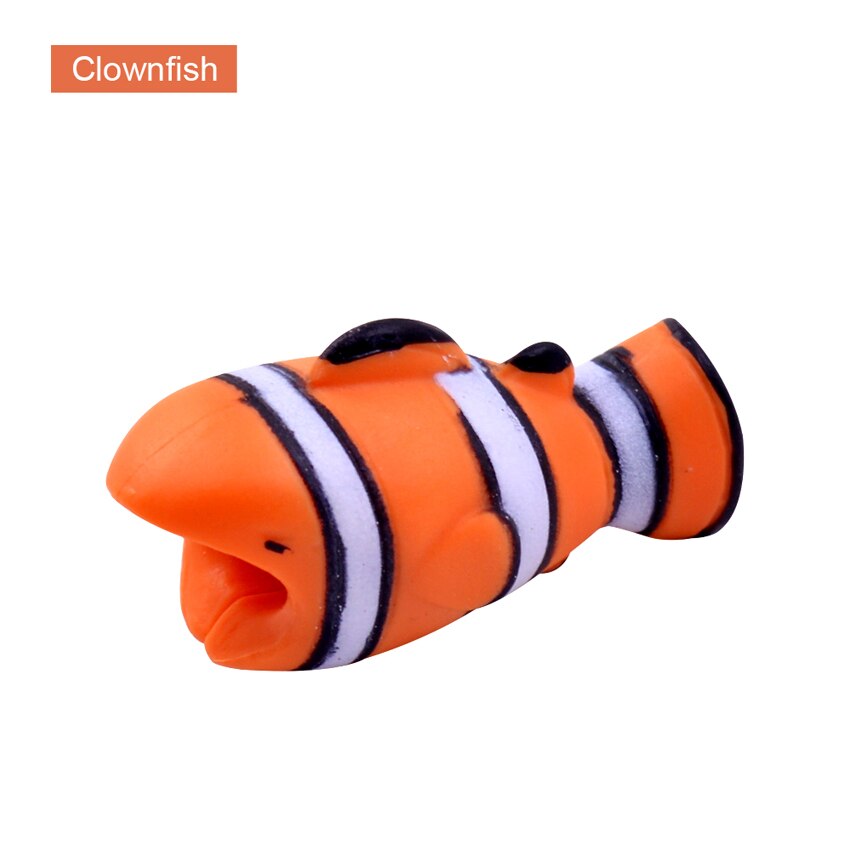 CHIPAL Cute Bites Animal Cable Protector for iPhone USB Charger Cable Organizer Cartoon Wire Winder Bite Chompers Phone Holder: Clownfish