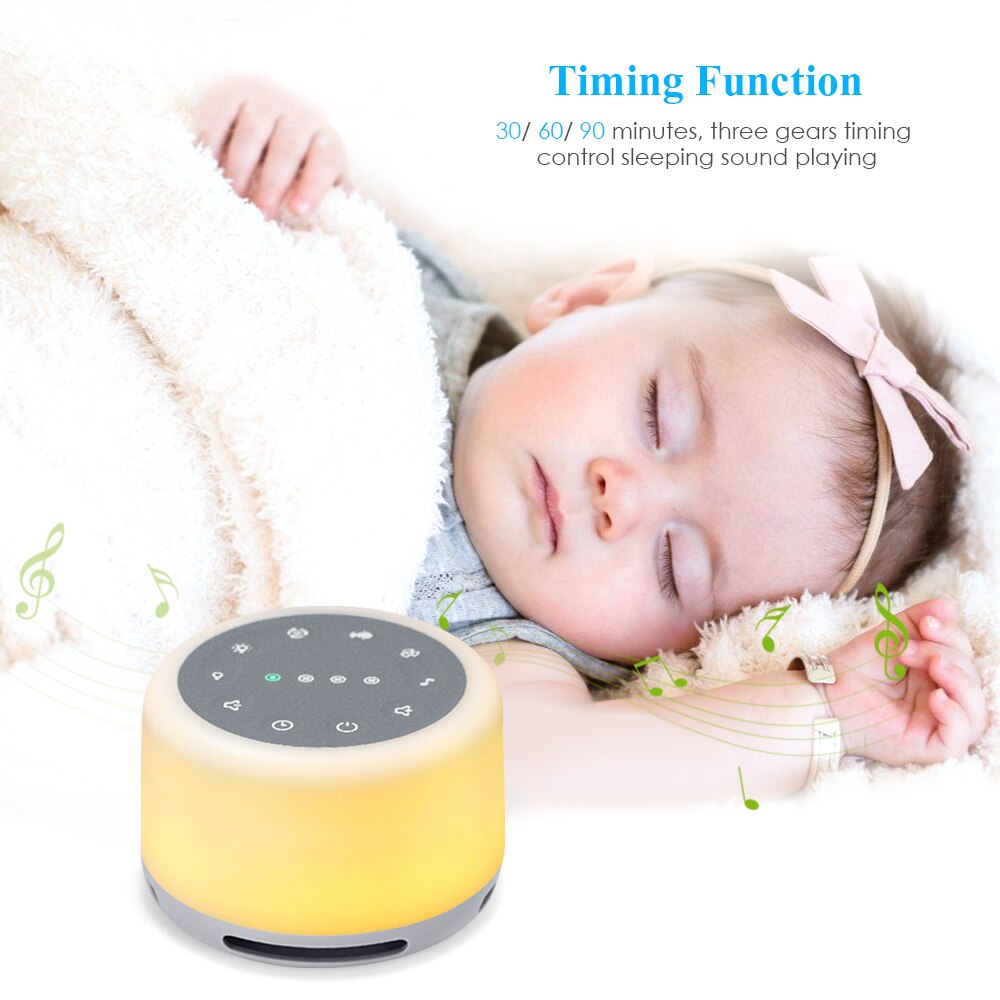 Witte Ruis Geluid Machine Met Sfeerverlichting Natuurlijke Geluiden &amp; Muziek Voor Slapen Oplaadbare Slaap Therapie Voor Baby Volwassenen