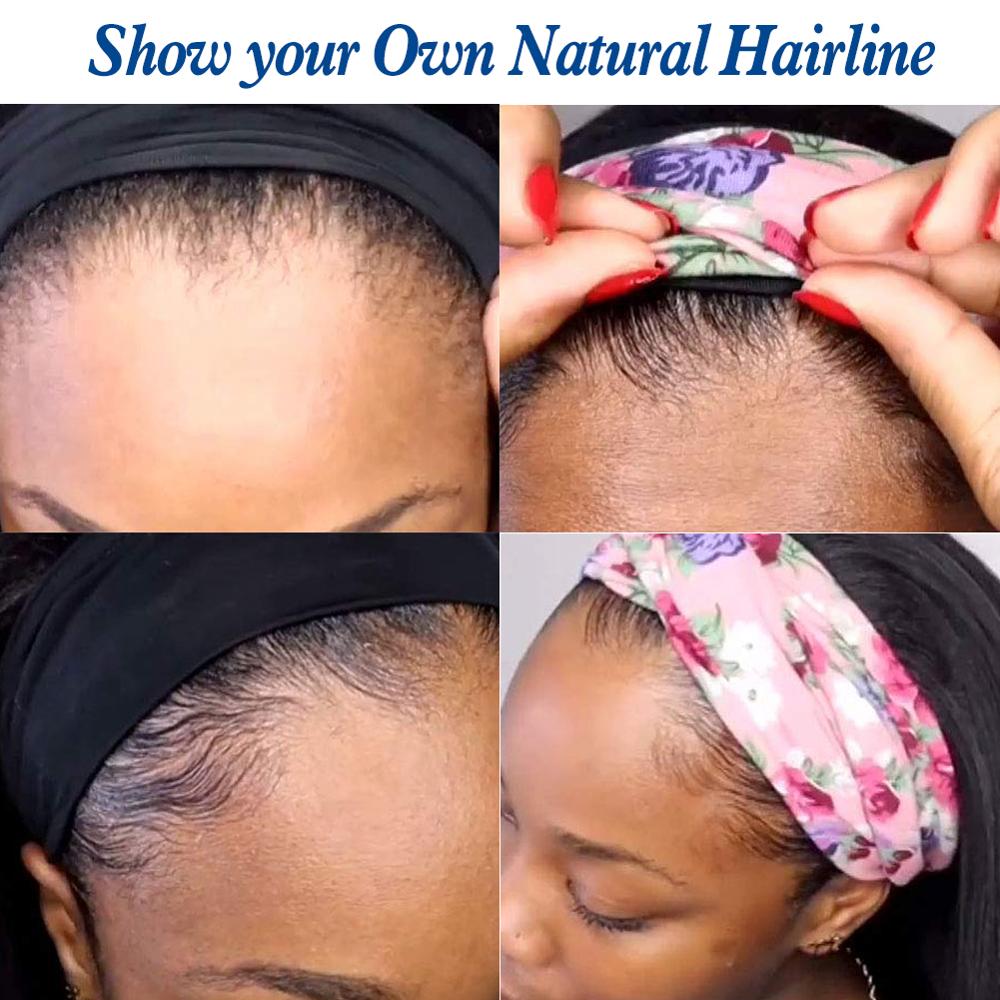 Body Wave Short Curly Ponytail for Black Women Loose Wavy Headband Wigs Synthetic Natural Wavy Turban Ponytail Hair Extension
