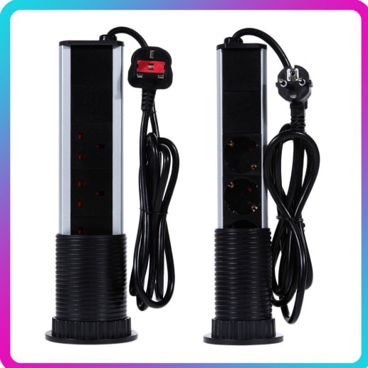 UK/EU Plug Retractable 220V 16A Hidden Kitchen Table Pop Up Electrical Socket USB Aluminum Shelf Countertops Plug Office Supply