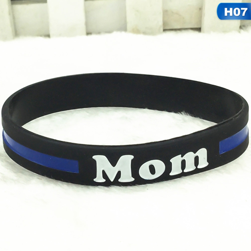 1pc Papà Mamma Figlia Figlio Fratello Marito Sottile Linea Blu Braccialetti Del Wristband Del Silicone Agenti di Polizia di Pattuglia Consapevolezza di Sostegno: BL5531H07