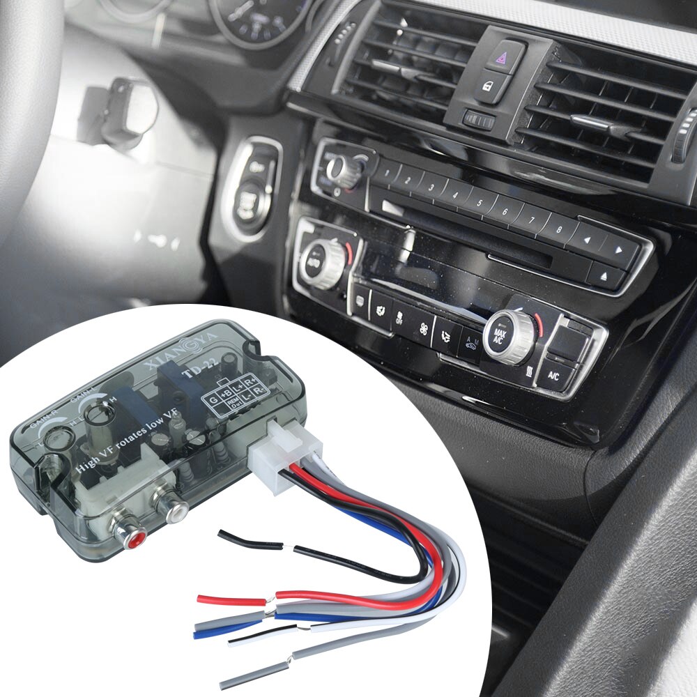 High To Low Auto Car Audio Converter Adjustable Frequency Line 12V Universal RCA Line RCA Stereo Speaker Level Converter Adapter