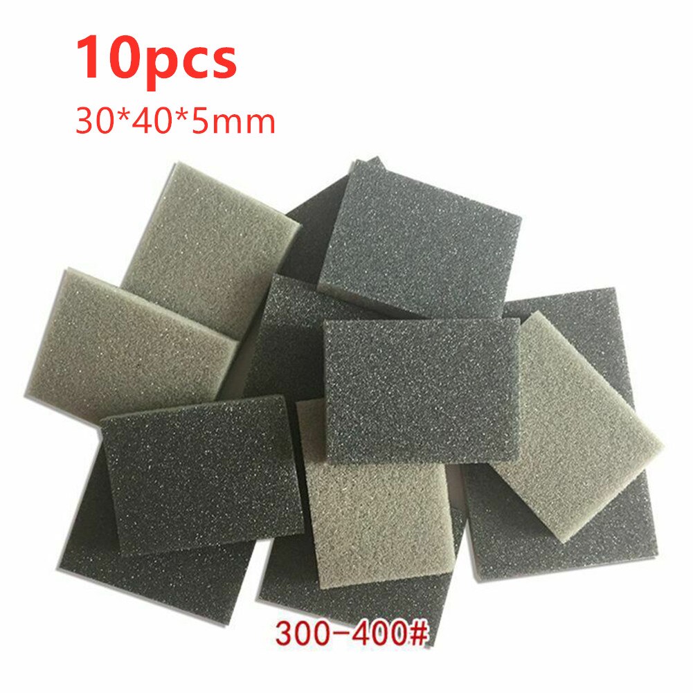 40 stk svamp sandpapir våt tørr polering sliping glassfiber plast støping vanntett slipeverktøy slipepapir svamp: 10 stk 300-400