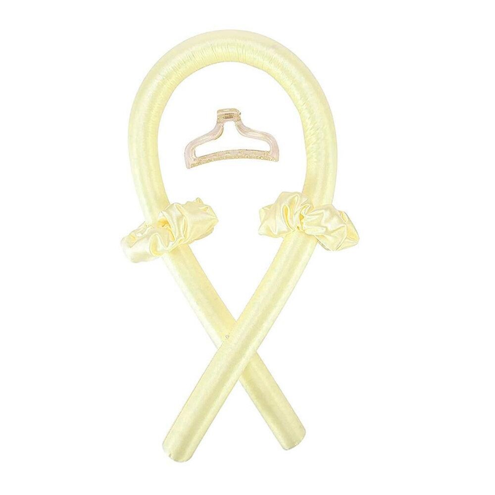 Heatless Curling Rod Headband No Heat Curls Ribbon Hair Rollers Sleeping Soft Headband Hair Curlers DIY Hair Styling Tools: Yellow