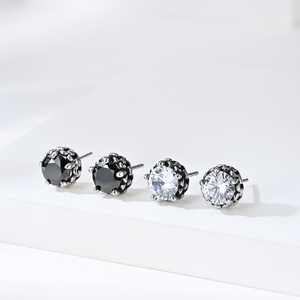 1 Pairs Crystal Studs Earrings for Men Woman Stainless Steel Earrings Charm Punk Male Jewelry