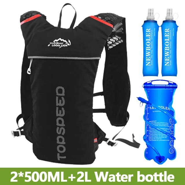 Newboler Trail running-ultraleichter 5-l-Rucksack, laufende Trink weste, Marathon, Fahrrad 2l Wasser beutel: rot
