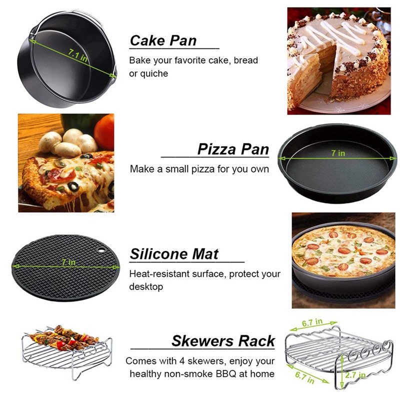 7 Inch Air Fryer Accessories Compatible For Gowise USA COSORI Nuwave Ninja Tefal Cozyna Phillips Fit All 3.2QT - 5.8QT