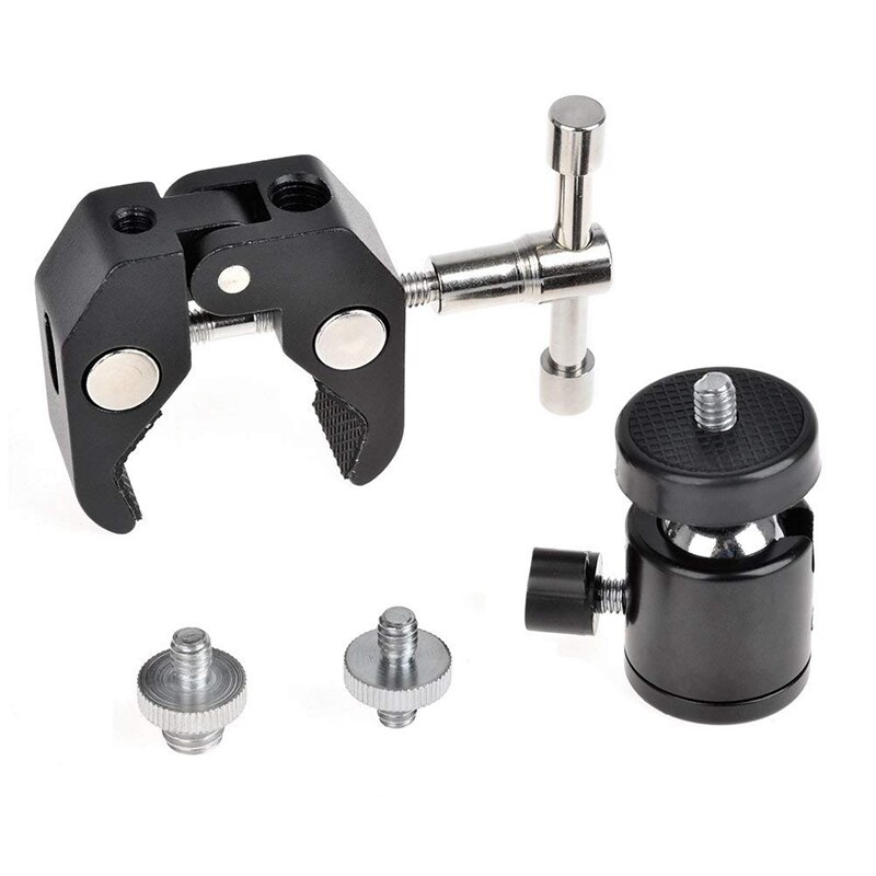 Top 1 Pcs Metal Spring Clamp Clip with Ball Head &amp; 1 Set Clamp Mount Articulated Ball Head Thread Hole Head and Screw