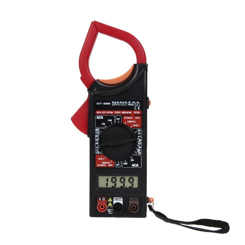 DT266 Digital Current Clamp Meter DC/AC Voltage Current Ohm Resistance Diode Tester Handheld LCD Digital Multimeter with Buzzer
