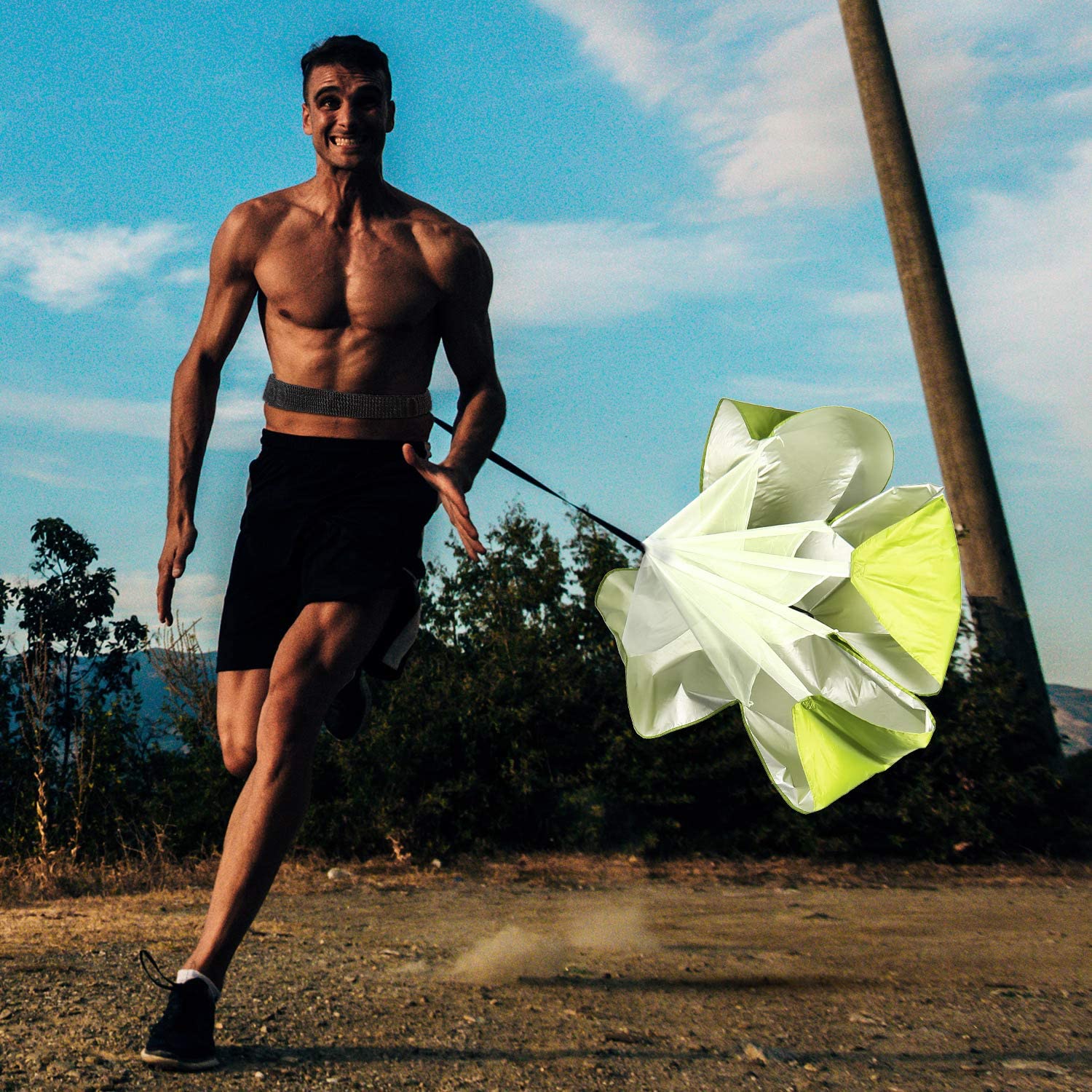 Resistance Adjustable 56" Speed Drills Training Resistance Parachute Umbrella Running Chute Soccer Football Fitness Training