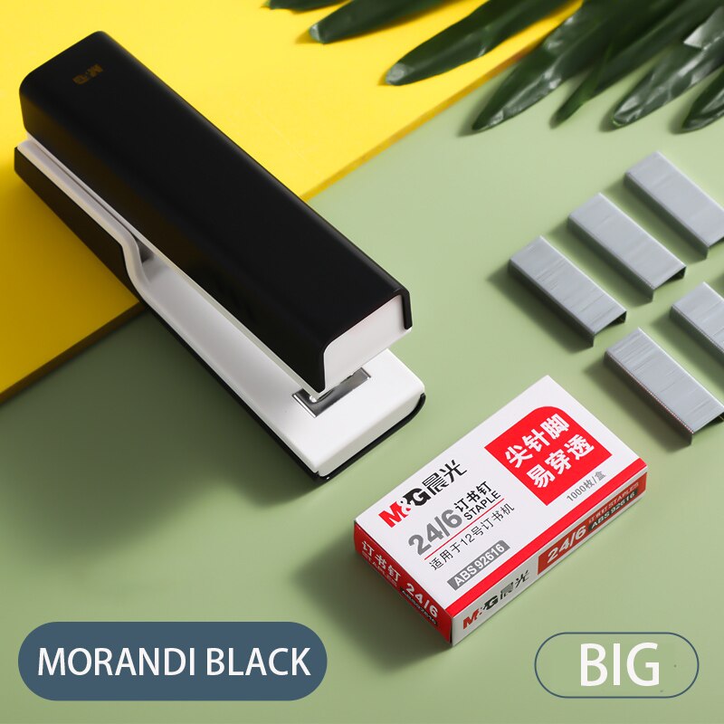 M &amp; G Morandi-grapadora eléctrica con grapas, ahorro de color, 24/6, 26/6, para papelería, accesorios de oficina, suministros escolares: big black
