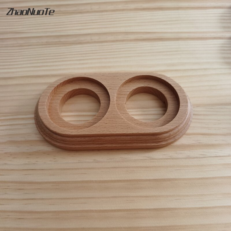 Retro Switch Socket Wooden Base EU Socket 1-3 Gang Wooden Base Brown Primary Wood Color Switch Accessories Hole Diameter 72mm