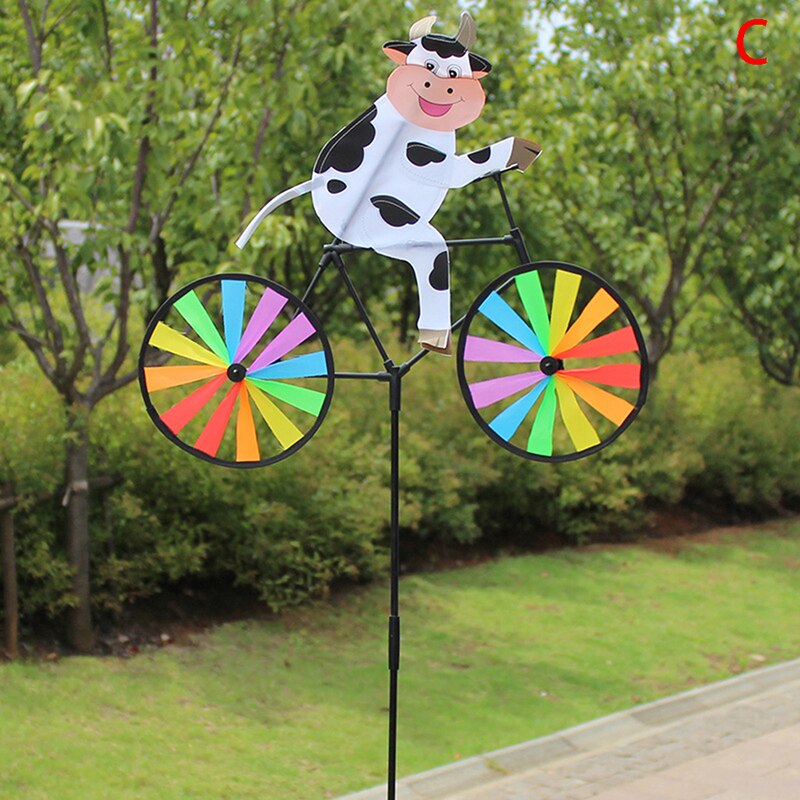Rabbit Bee Tiger on Bike DIY Windmill Animal Bicycle Wind Spinner Whirligig Garden Lawn Decorative Gadgets Kids Outdoor Toys: C