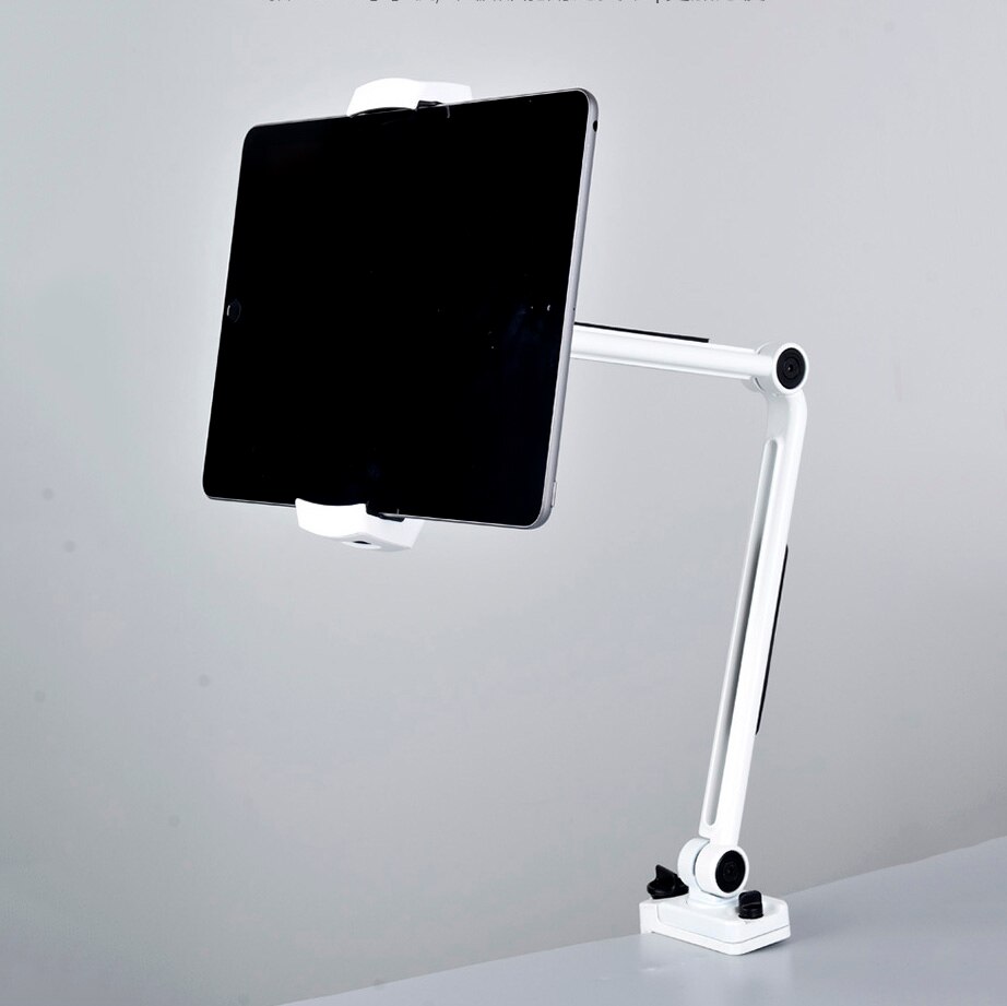 Tablet Stand voor Apple IPad Bureau Klem 360 Rotatie Verstelbare Beugel Desktop Holder Folding Arm Luie Bed Mount voor IPhone